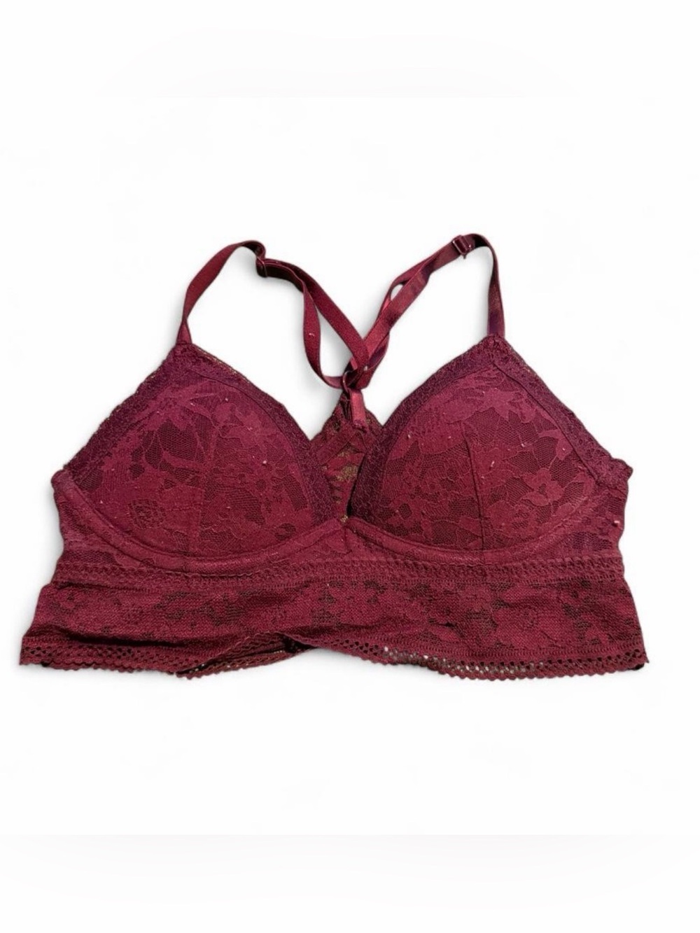 Victoria's Secret burgundy lace bralette with floral embroidery